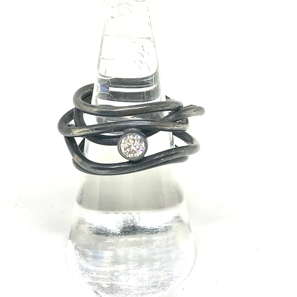 Oxidised CZ Nest Ring