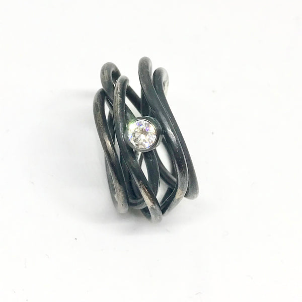 Oxidised CZ Nest Ring