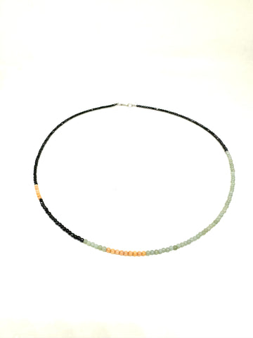 Faceted iolite, bamboo coral & amazonite bead necklace