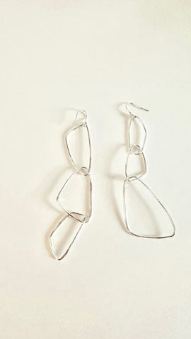 Silver asymmetrical earrings