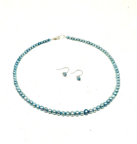 Turquoise Freshwater Pearl Necklace & Earring Set