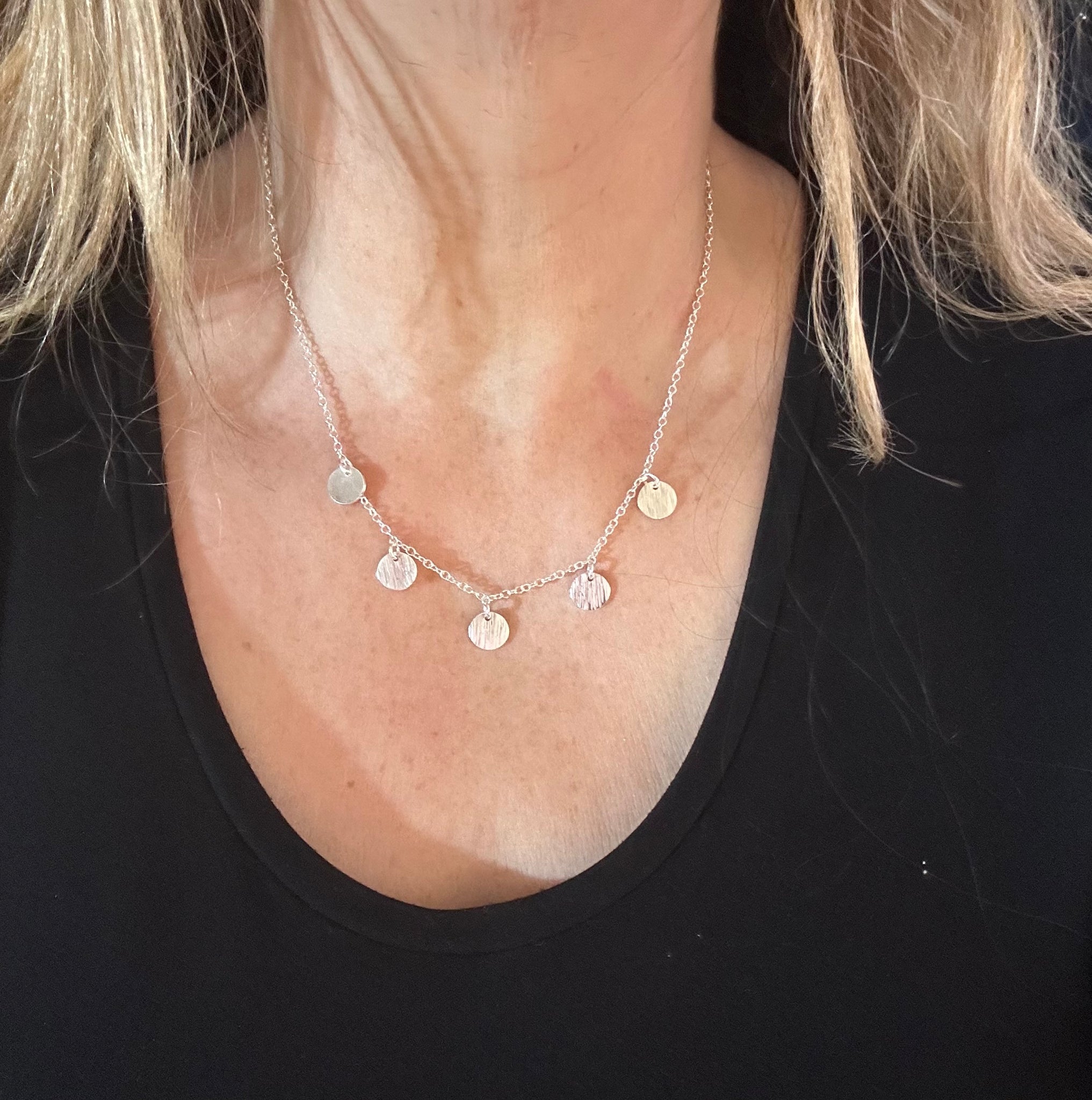 Hera Silver Round Disc Necklace