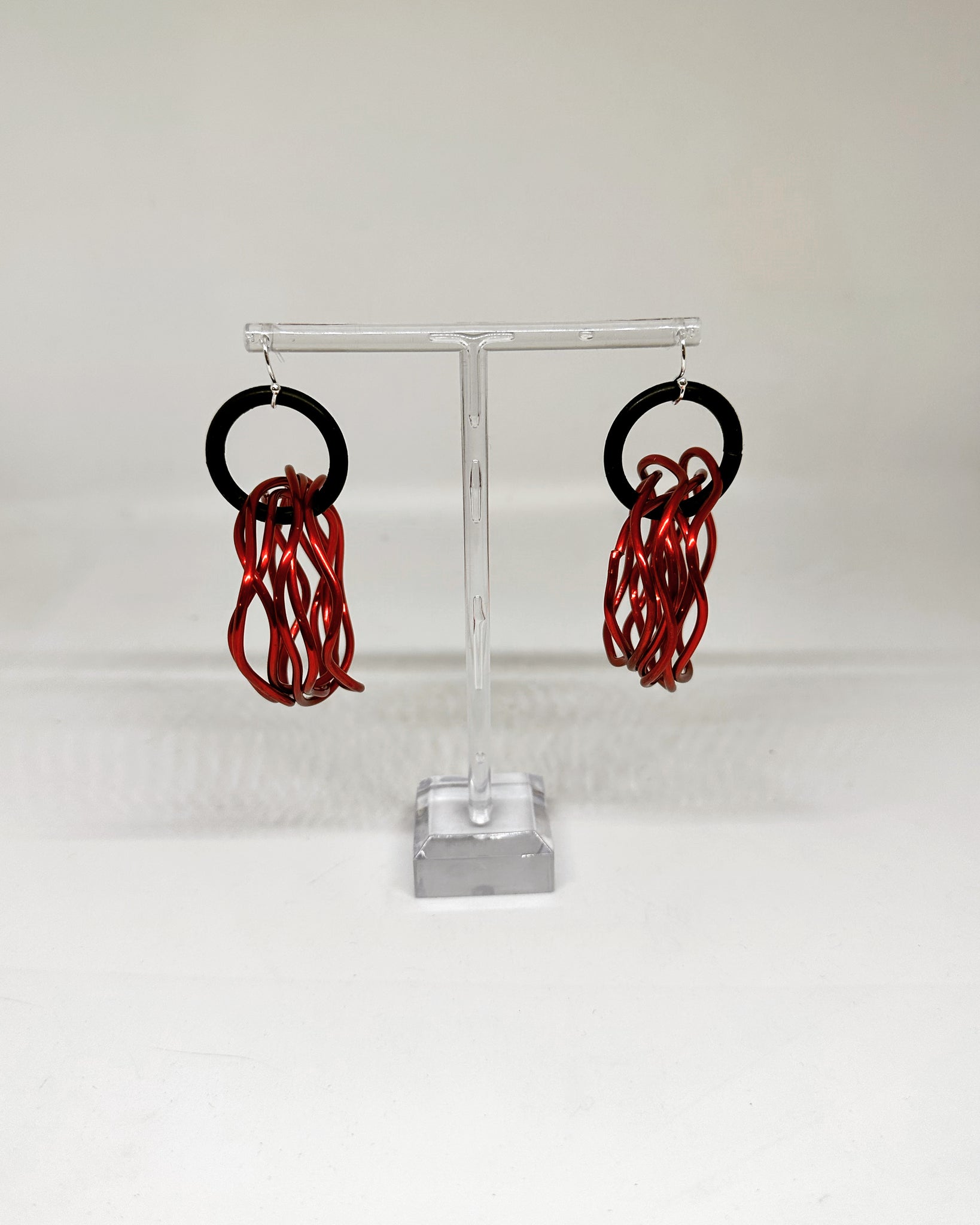 Red & Black Loopy Nest Earrings
