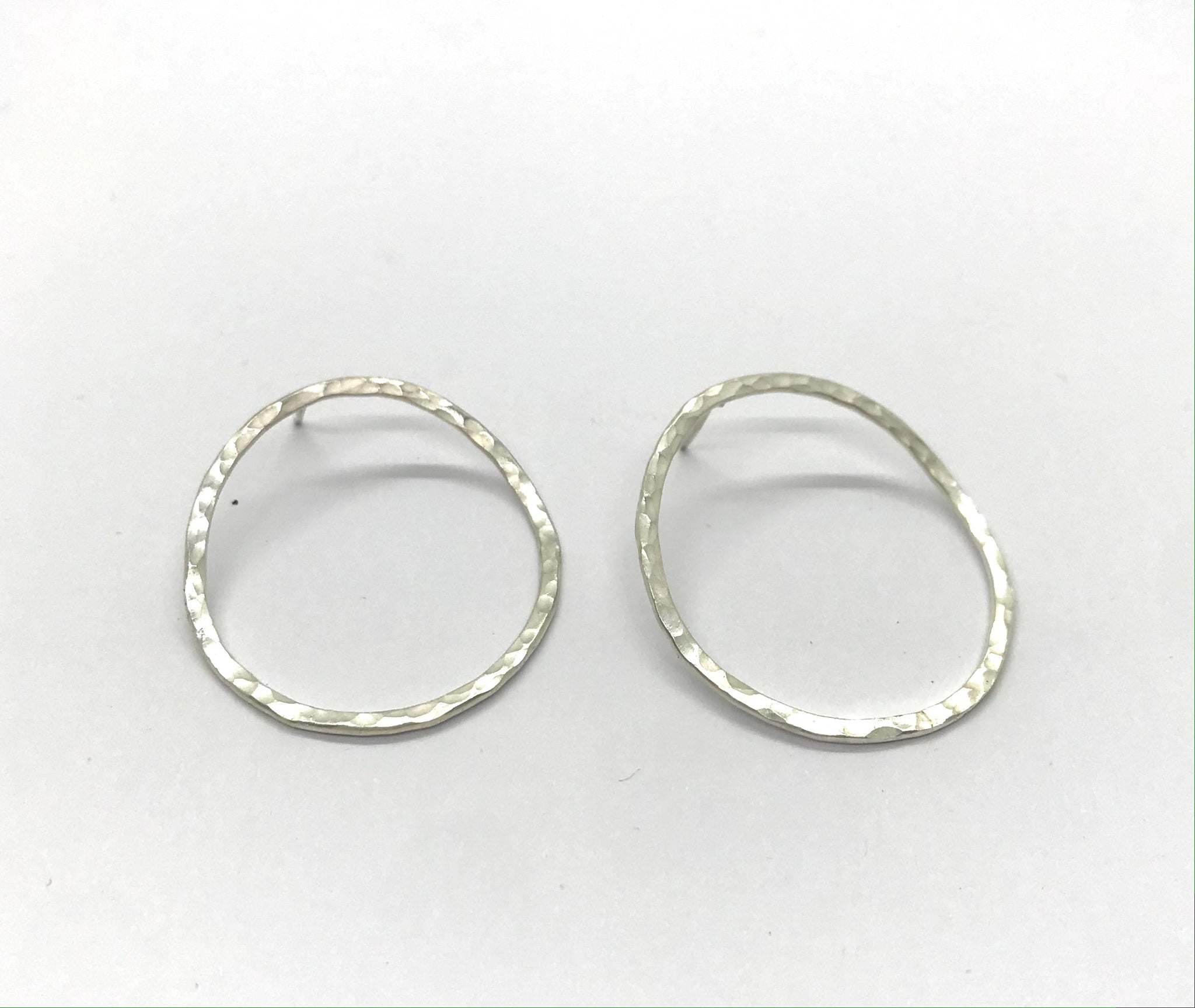 Curved Loopy Silver Hammered Studs
