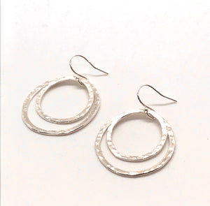 Hammered Loopy Silver Earrings